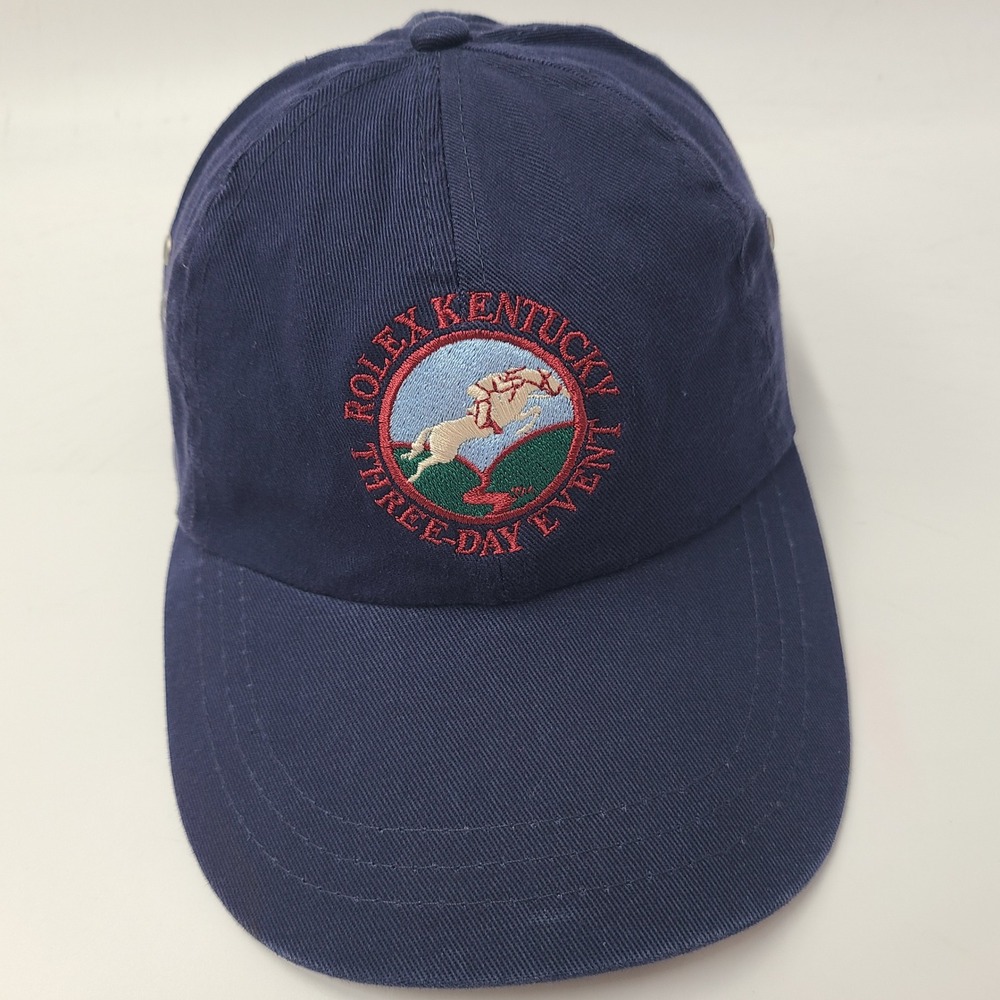 Vintage Rolex Kentucky Three-Day Event Hat Strapback Blue Derby Horse Racing